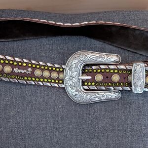 Kippys Brown Studded Belt with Silver Accents..32